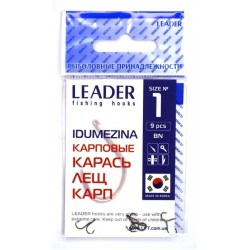 Гачки для риби, №1, Leader Idumezina, 9шт/уп, колір BN